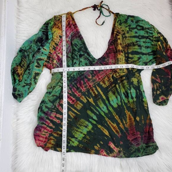 JARLI Boho woman's tye dye loose fit top size L - Picture 9 of 9